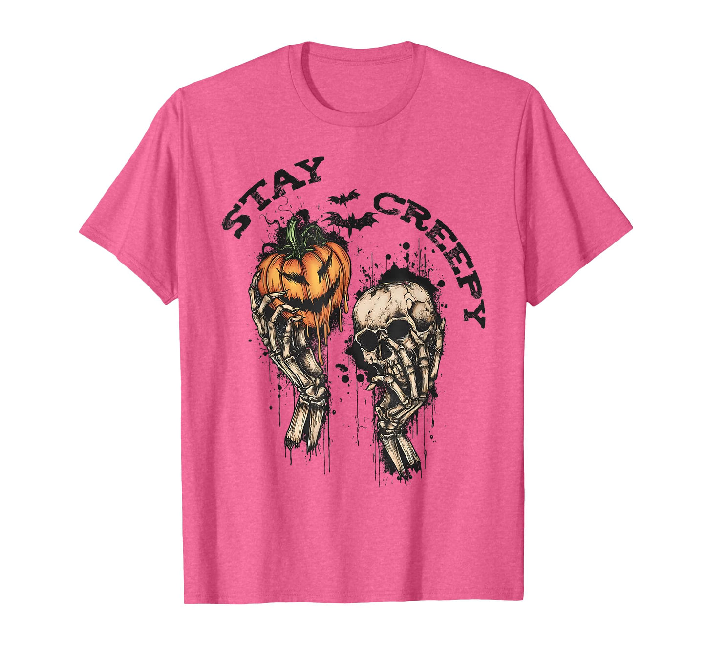 Stay Creepy Dripping Heart Halloween Skeleton Hand Spooky T-Shirt