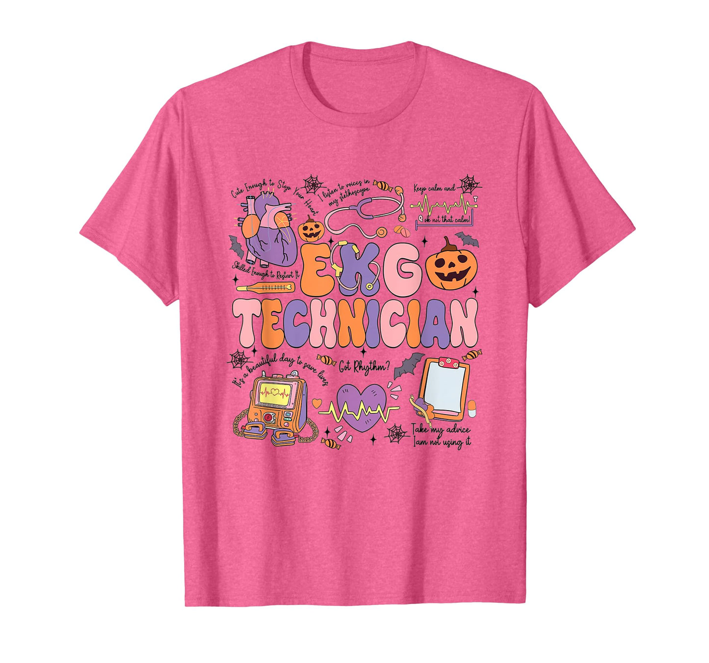Women EKG Technician Nurse Halloween Heartbeat Skeleton ECG T-Shirt