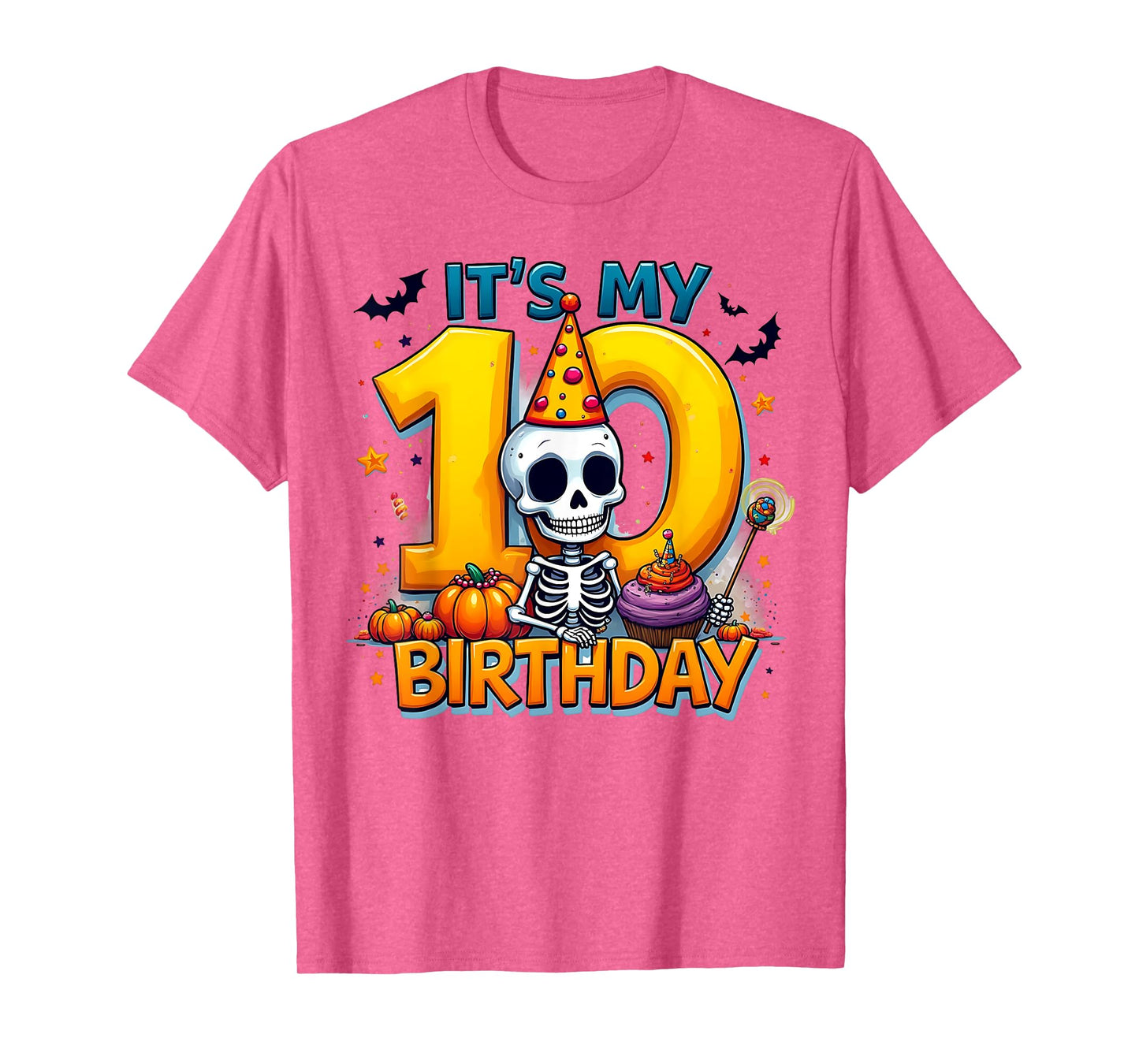 Kids It's My 10th Birthday Boy Funny Halloween Skeleton T-Shirt