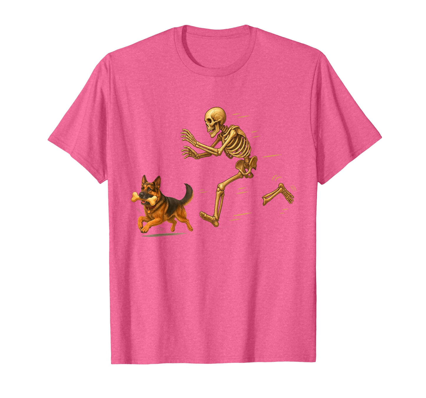 Funny German Shepherd Halloween Steal Bone Skeleton Chase T-Shirt