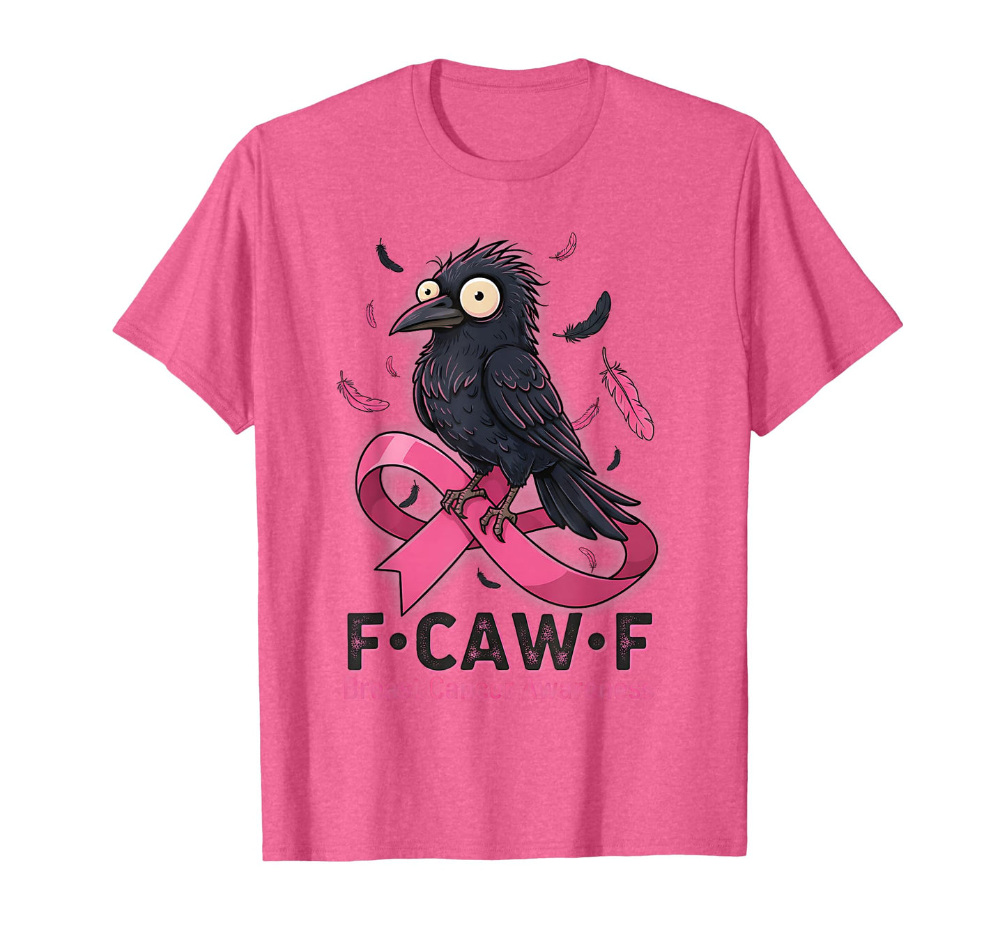 F-Caw-F Pink Ribbon Raven Moon Gothic Crow Breast Cancer T-Shirt