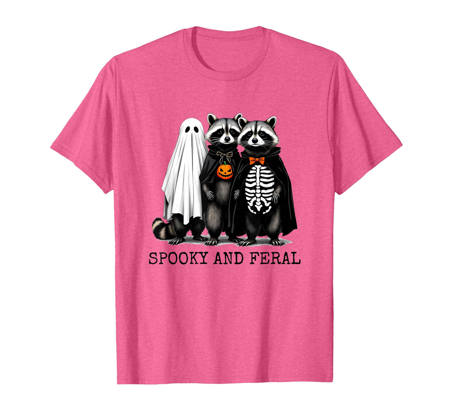 Spooky and Feral Girl Funny Halloween Cute Raccoon Men Women T-Shirt