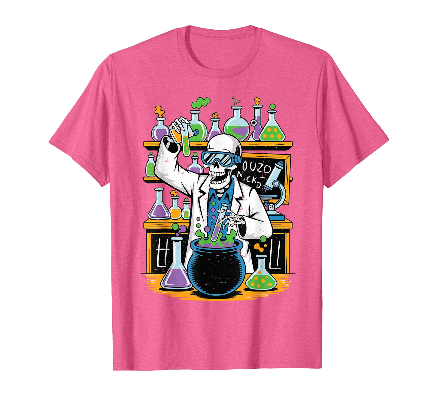 Skeleton Mad Scientist Science Teacher Halloween Costume T-Shirt