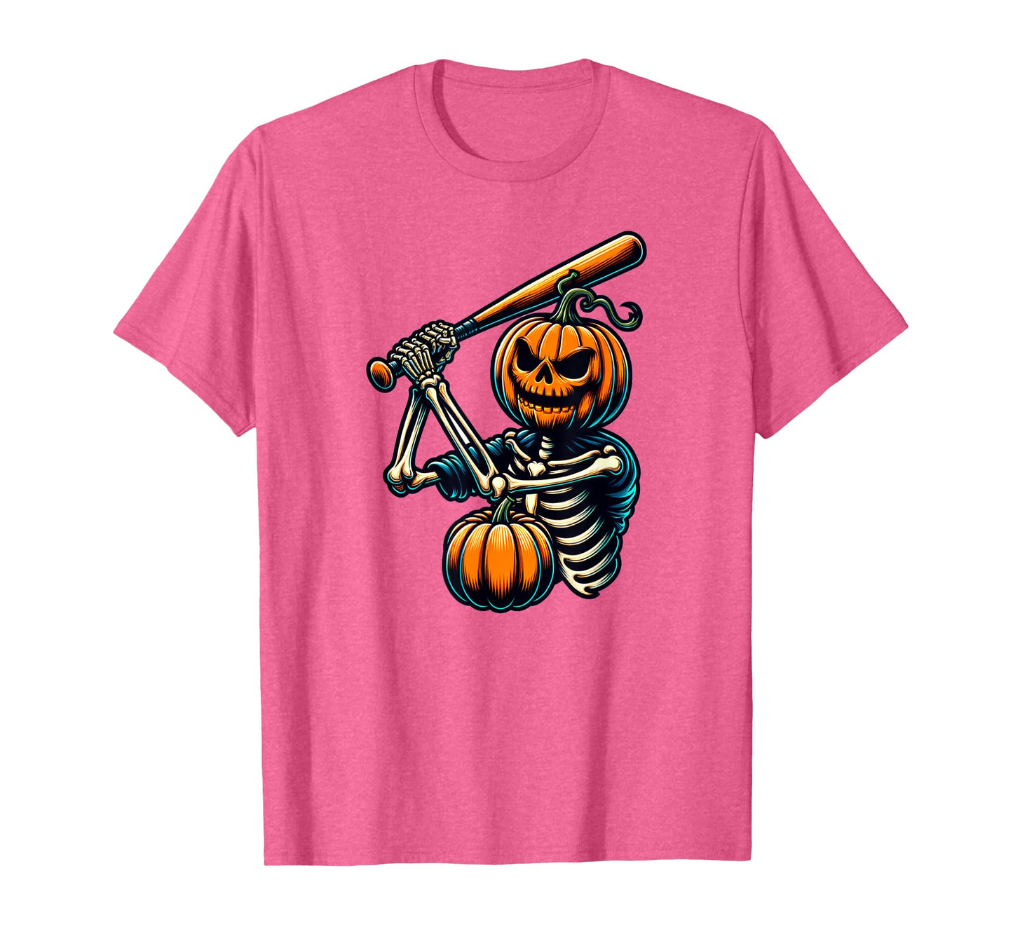 Halloween Baseball Spooky Pumpkin Skeleton Sports T-Shirt