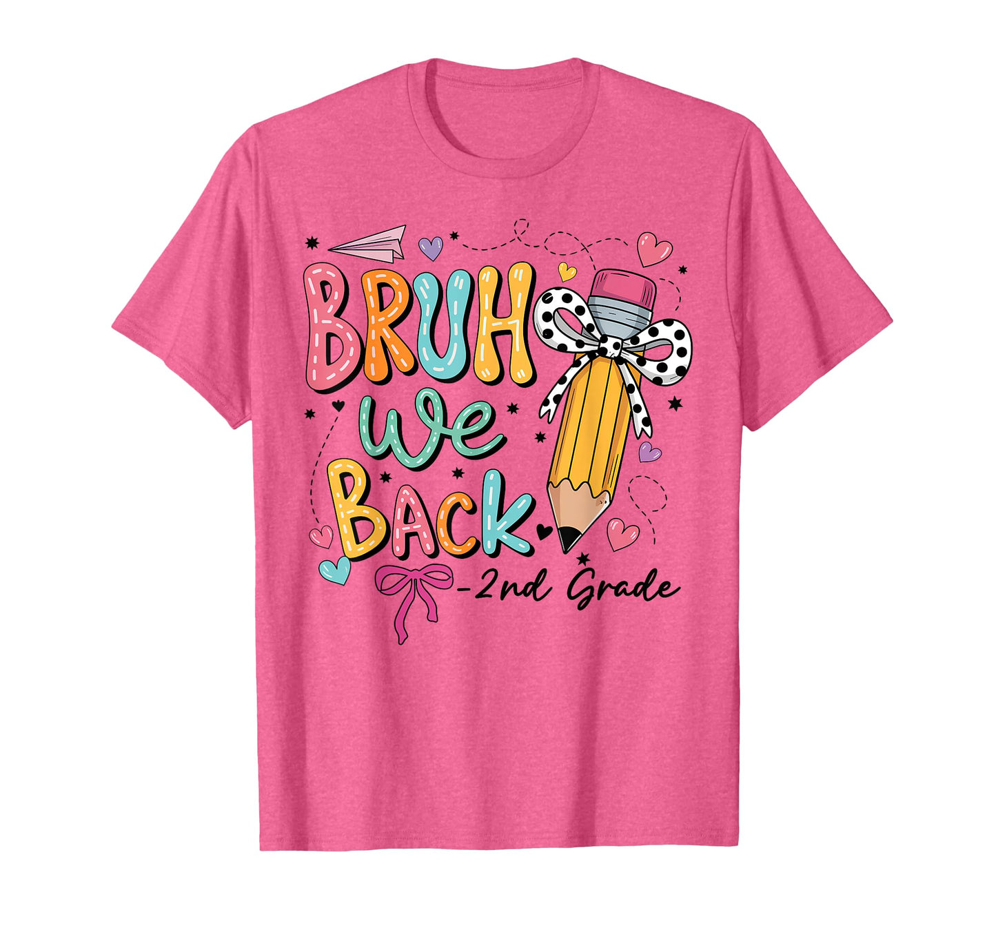 Bruh We Back Second Grade Coquette Bow First Day Of School T-Shirt