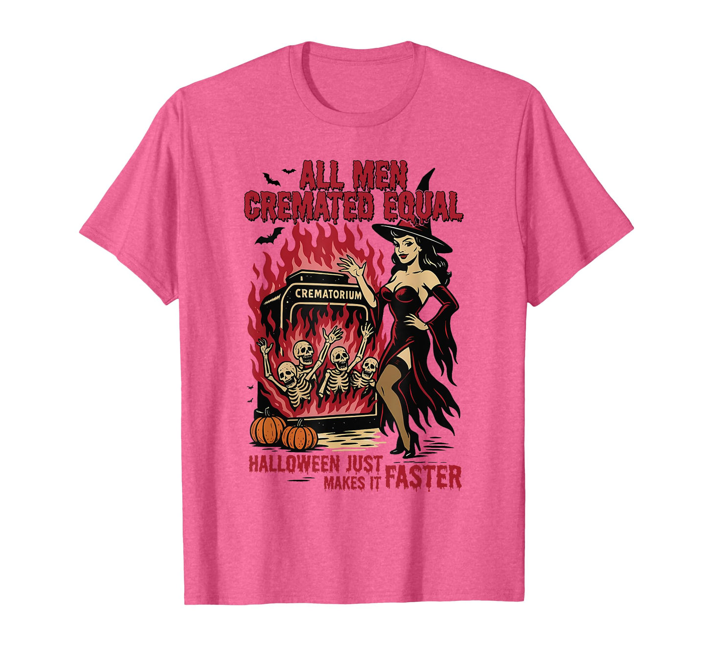 All Men are Cremated Equal Funny Halloween Witch Skeleton T-Shirt