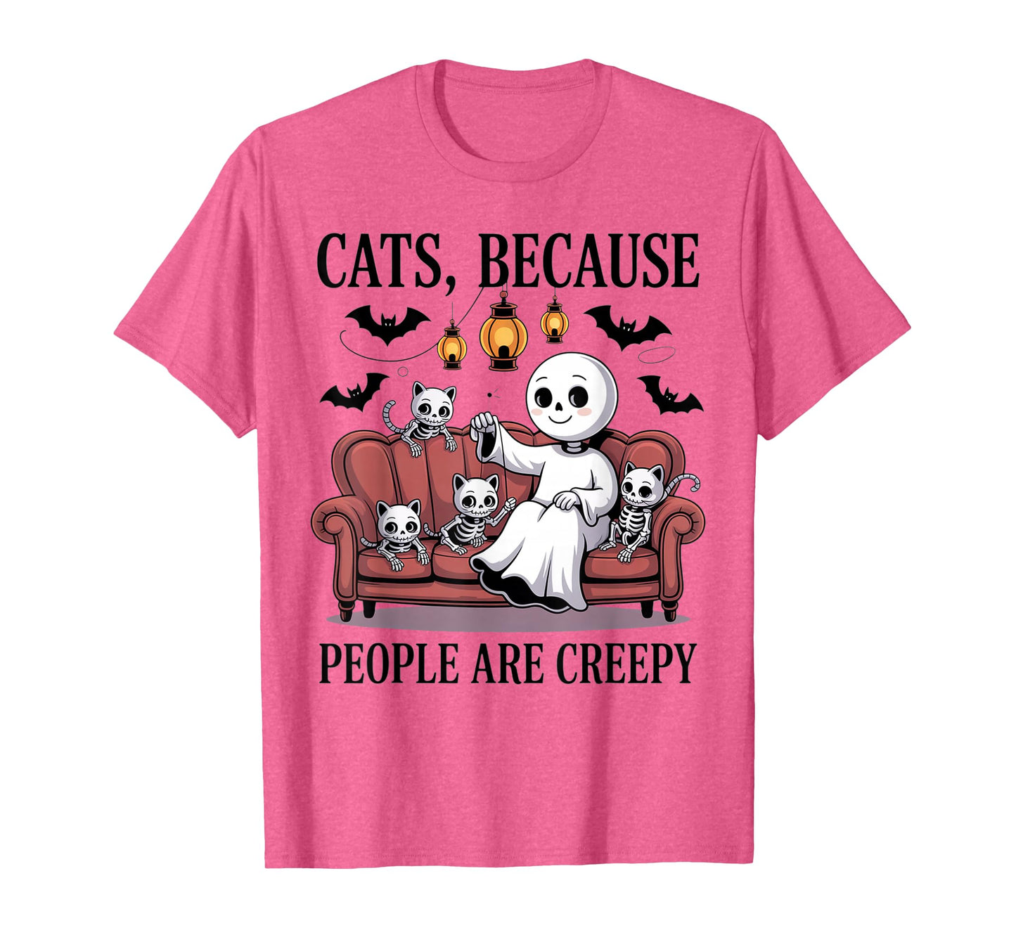 Cats Because People are Creepy Ghost Halloween Cat Mom Kids T-Shirt