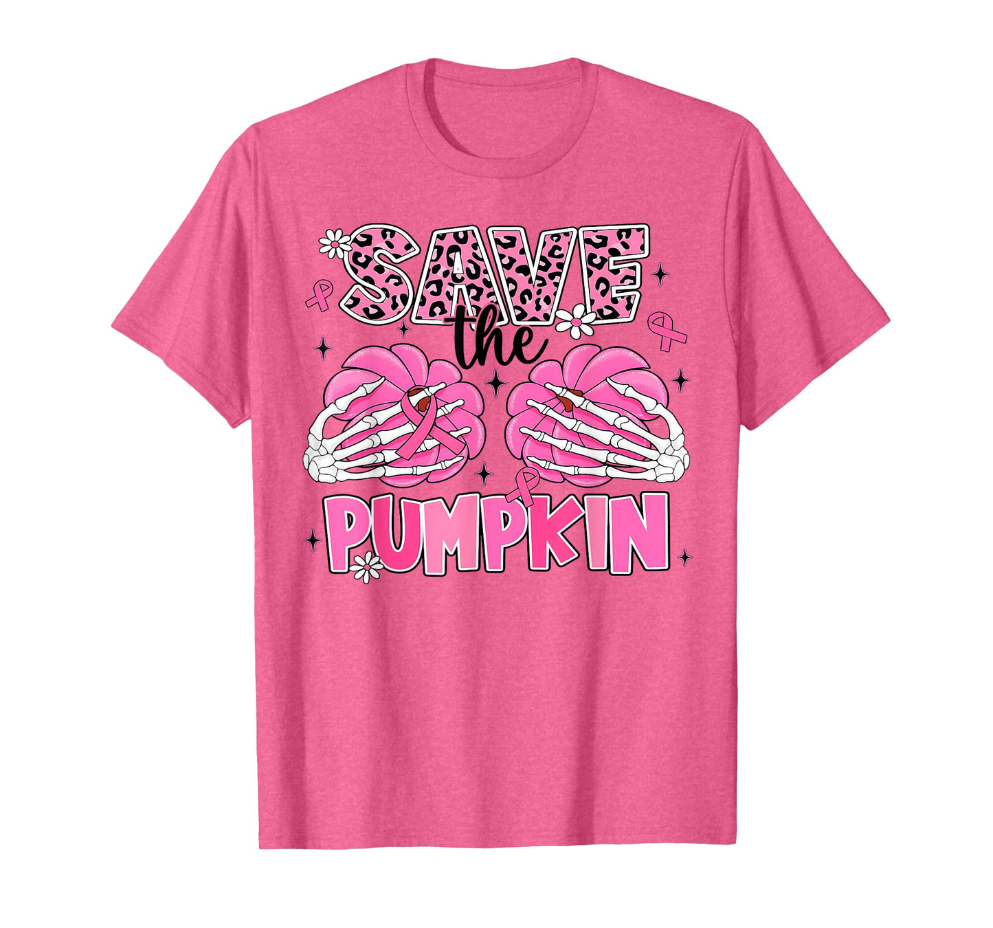 Save The Pumpkins Breast Cancer Awareness Skeleton Halloween T-Shirt