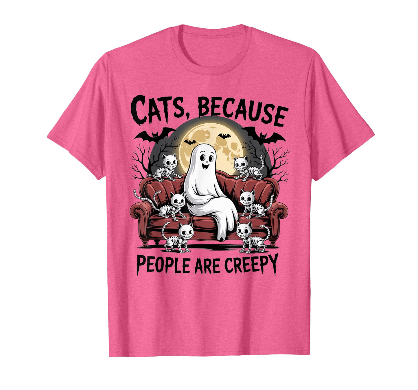 Cats Because People are Creepy Ghost Halloween Cat Mom Kids T-Shirt