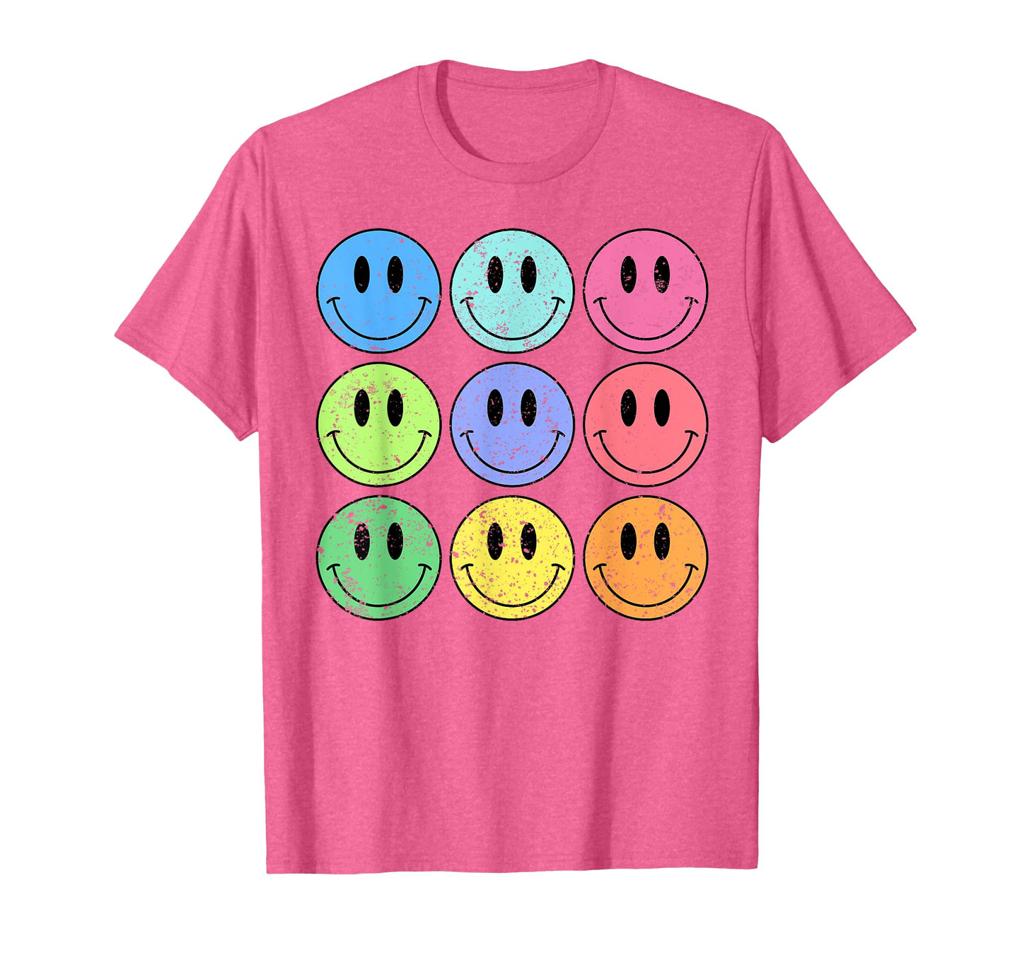 Retro Groovy Checkered Pattern Smile Face Trendy Womens Kids T-Shirt