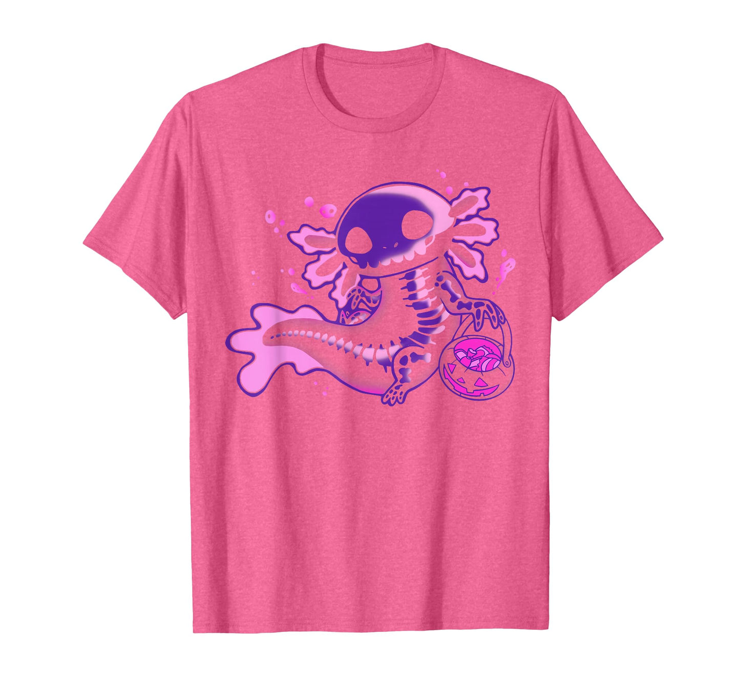 Cute Axolotl Skeleton Halloween Pumpkin Candy Trick or Treat T-Shirt