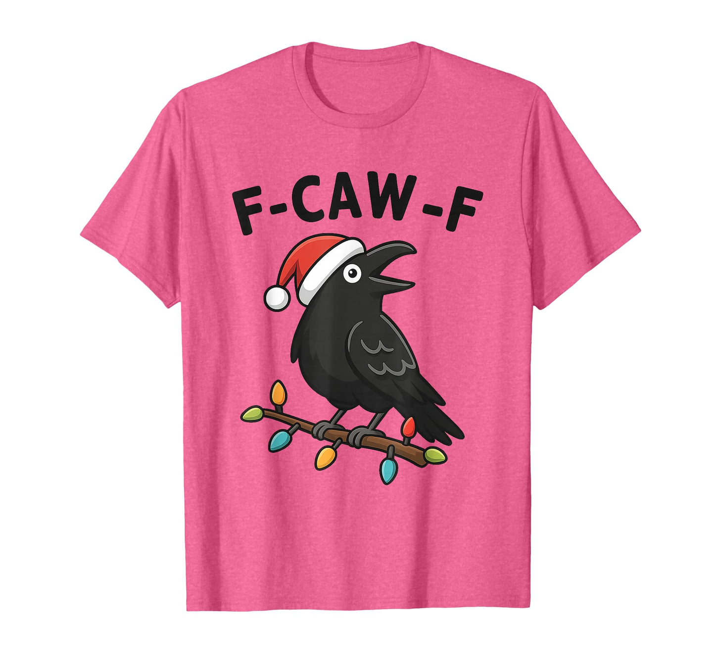Funny Crow F-Caw-F Black Bird, Gothic Christmas Santa Hat T-Shirt