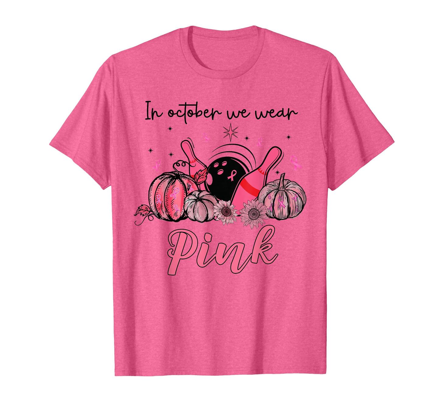 In October We Wear Pink Bowling Breast Cancer Awareness Gift T-Shirt