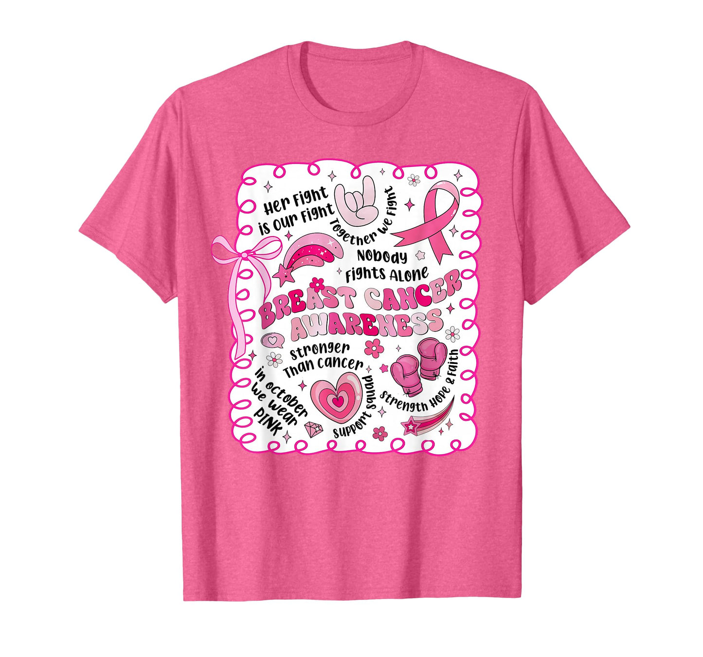 Breast Cancer Awareness Inspiration Strong Womens Girls Pink T-Shirt