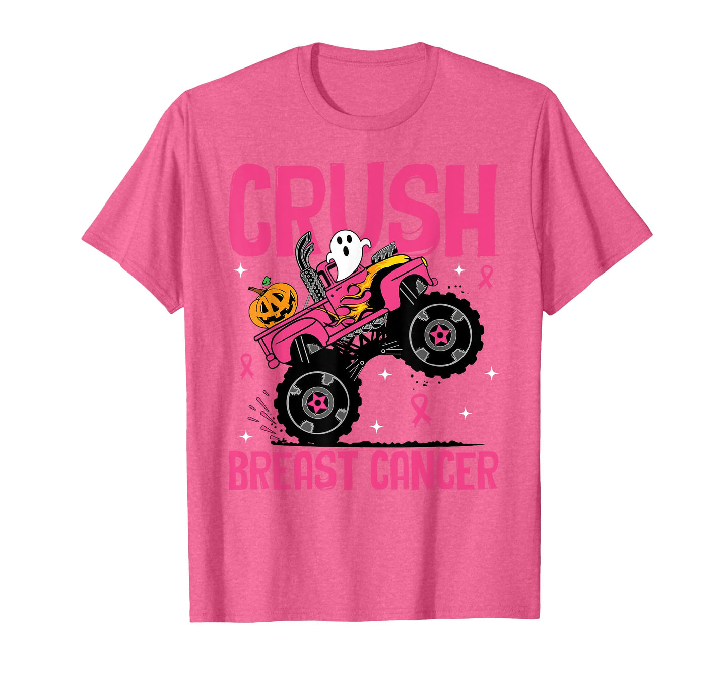 Crush Breast Cancer Awareness Monster Truck Halloween kids T-Shirt