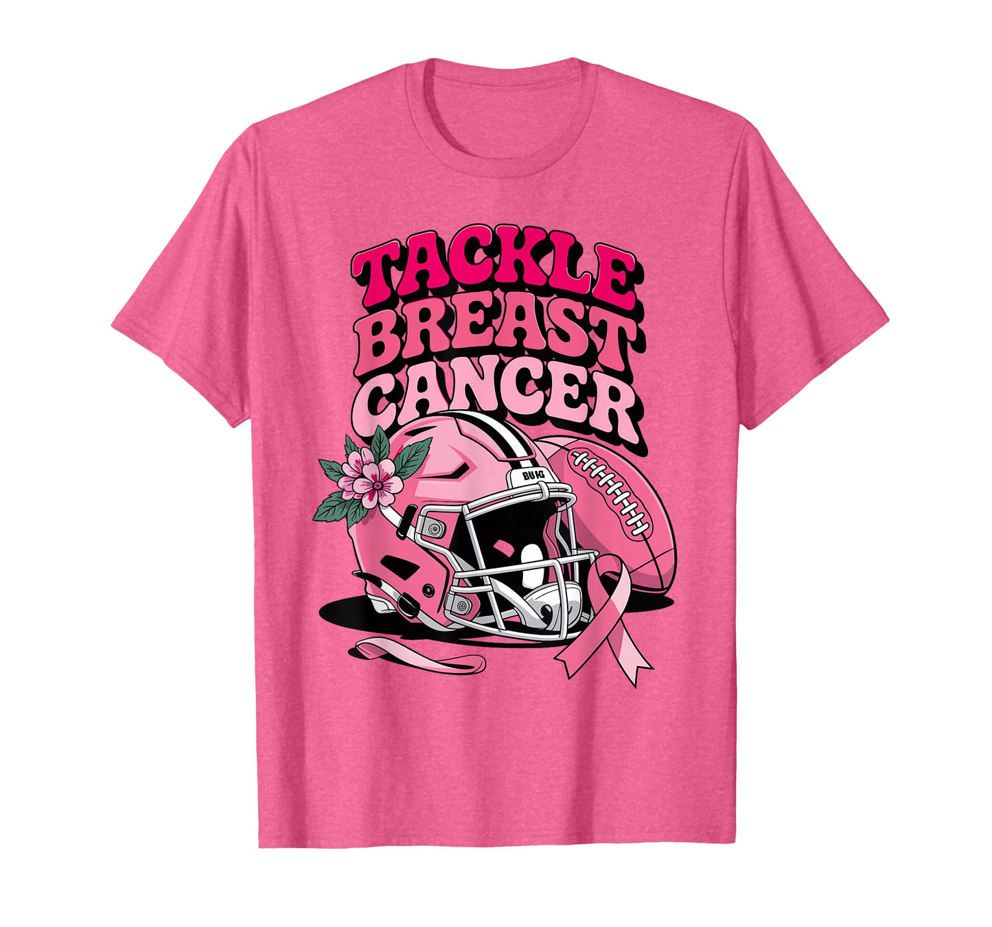 Tackle Breast Cancer Football Pink Ribbon Awareness Survivor T-Shirt