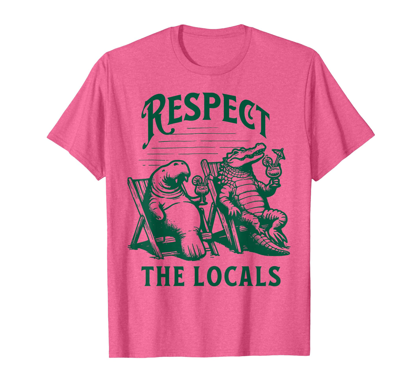 Vintage Florida Respect The Locals Nature Manatee Crocodile T-Shirt