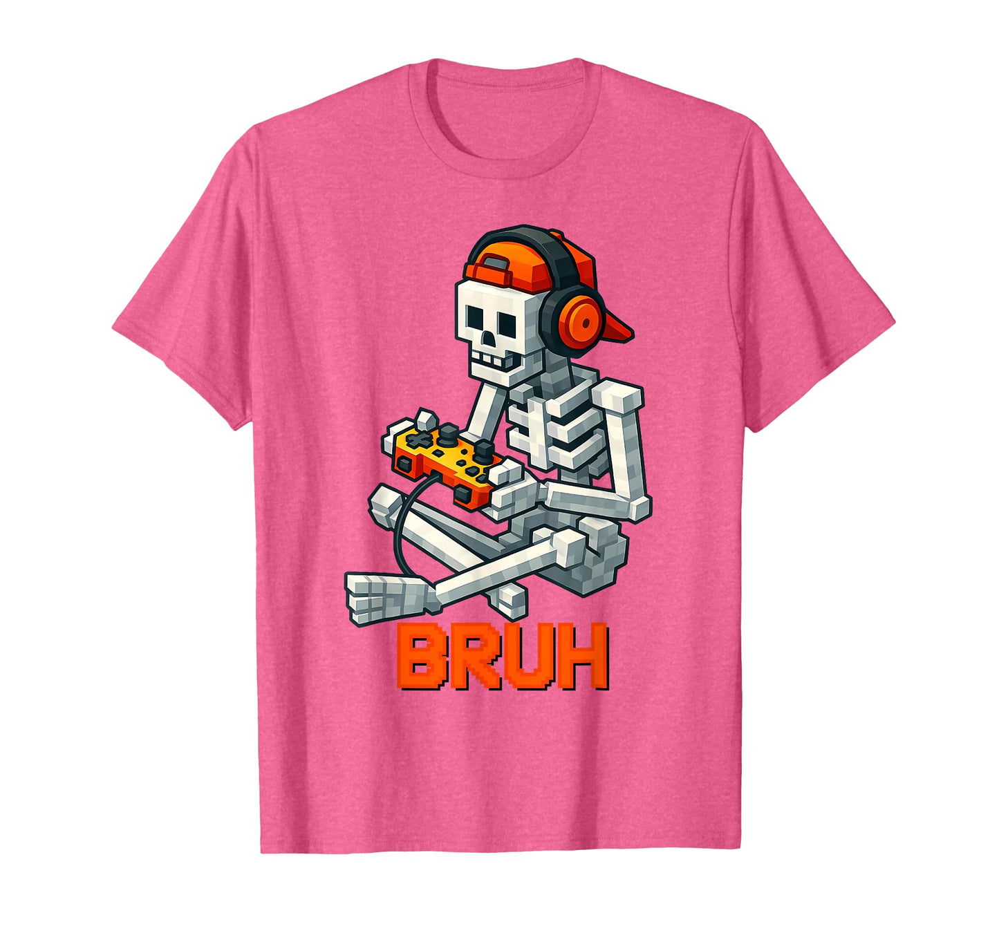 Bruh Skeleton Video Game Halloween Gaming Gamer Boys Men T-Shirt
