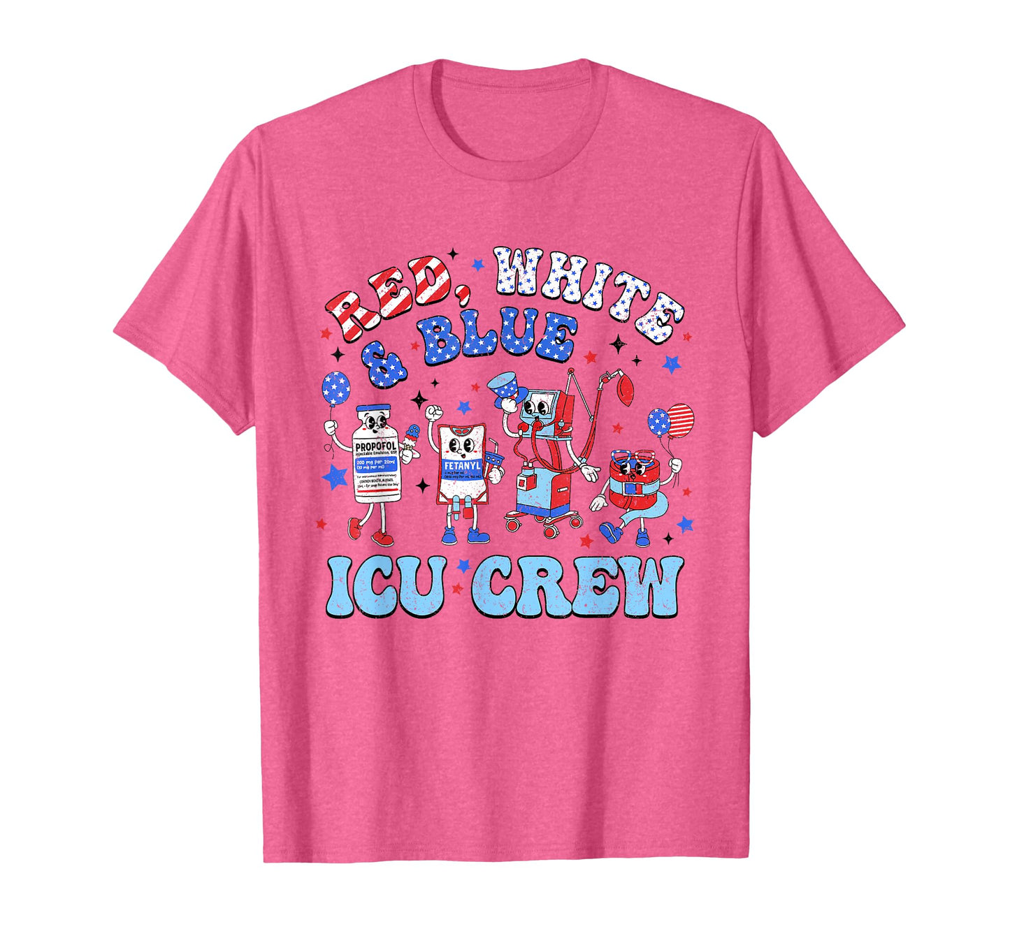 Icu Nurse 4th July Independence Day Red White Blue Icu Crew Women Men T-Shirt