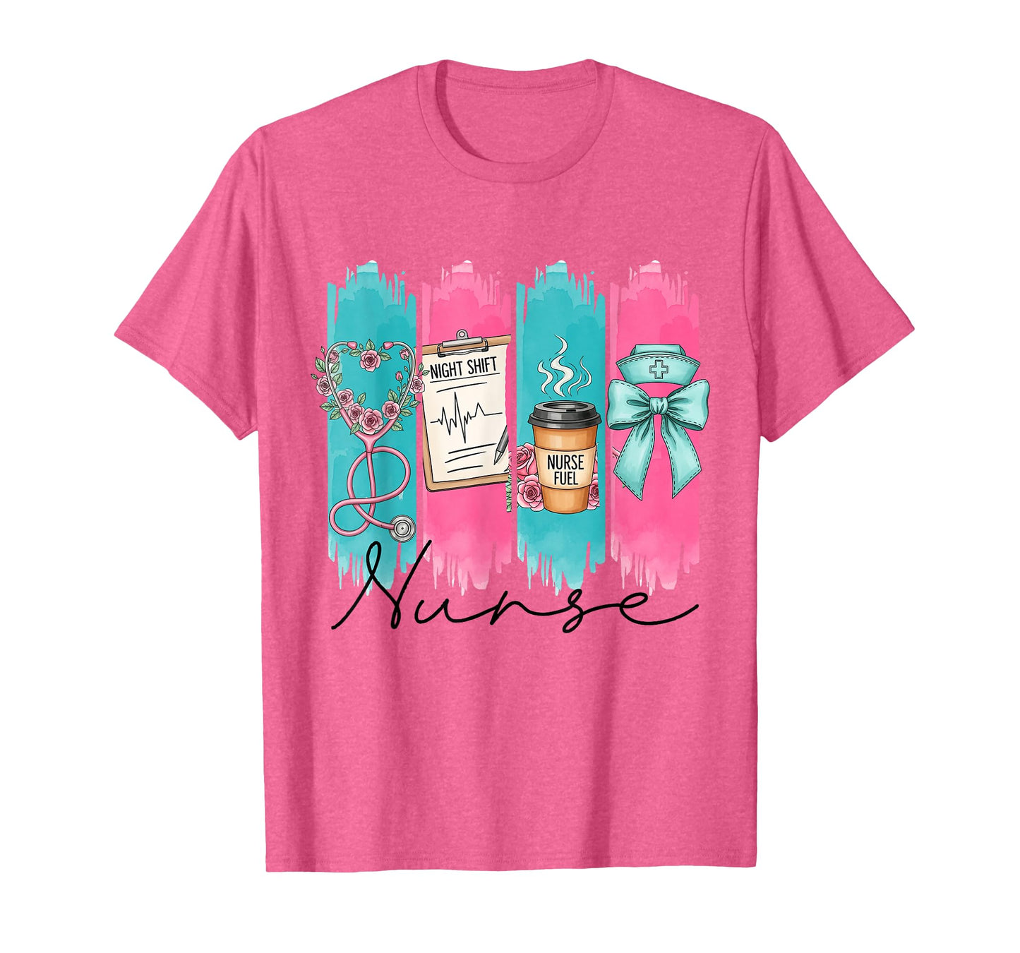 Girly Nurse Coquette Bow Stethoscope RN Nursing Assistant T-Shirt