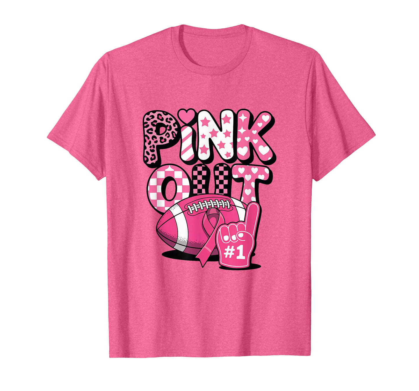Pink Out Game Day Breast Cancer Awareness Football T-Shirt