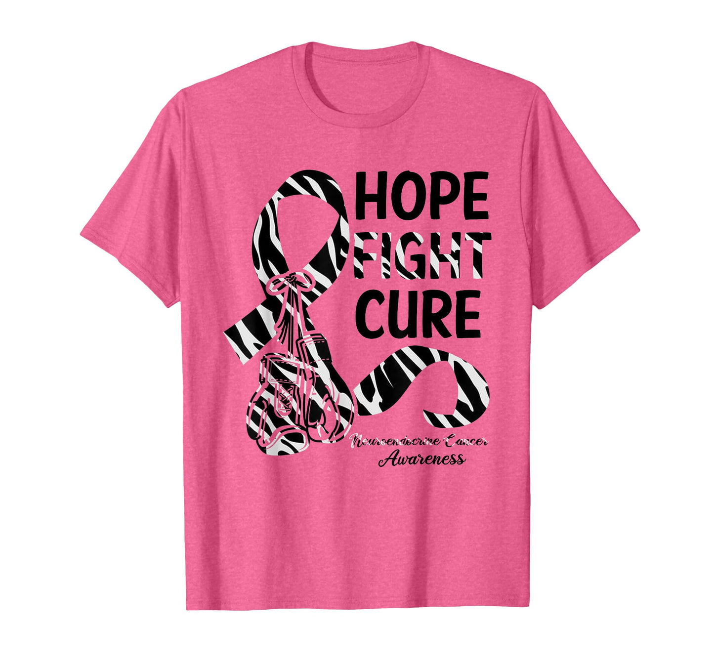 Hope Fight Cure Zebra Ribbon Neuroendocrine Cancer Awareness T-Shirt