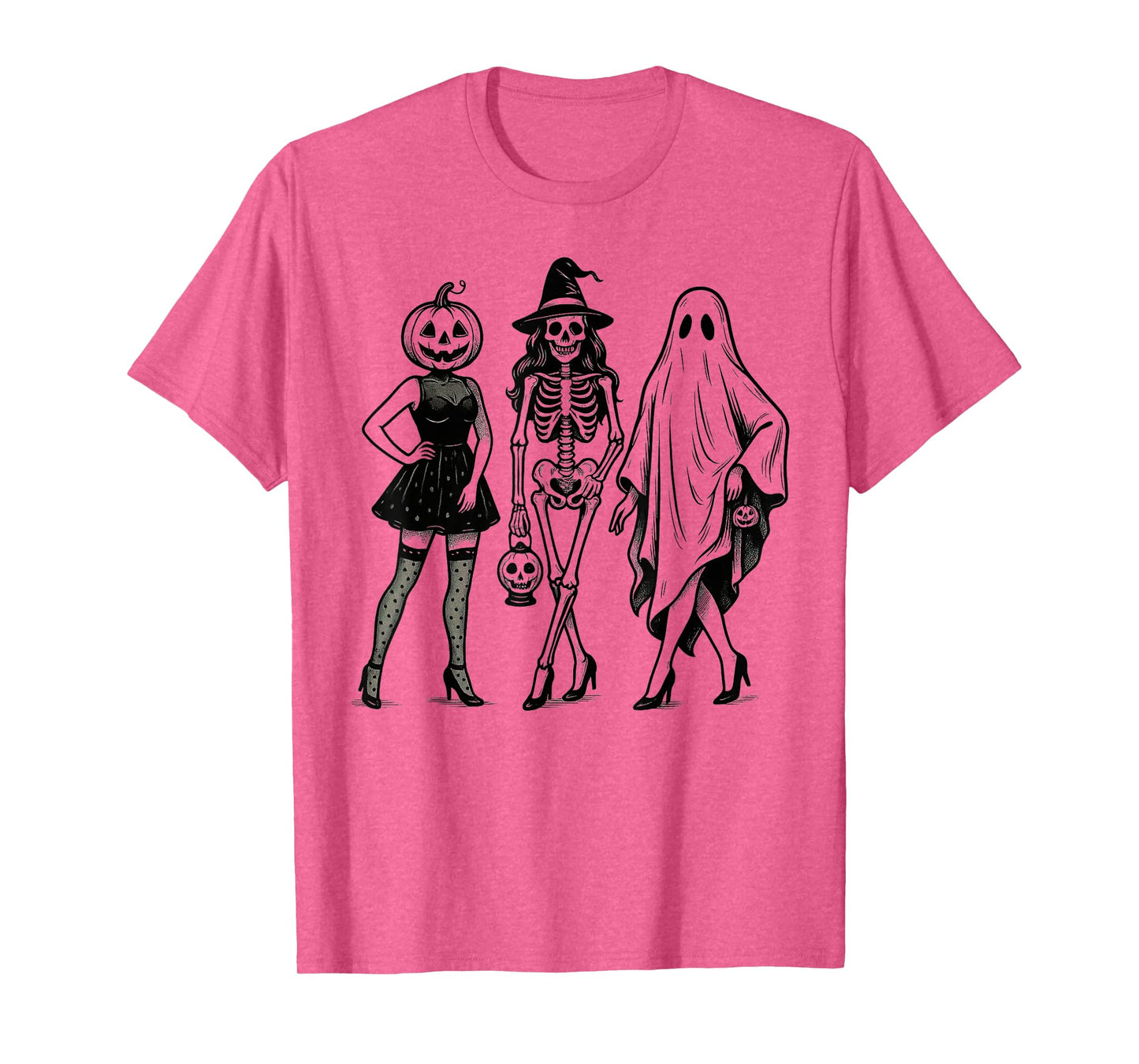 Spooky Halloween Girl Squad Skeleton Ghost Pumpkin Witchy T-Shirt