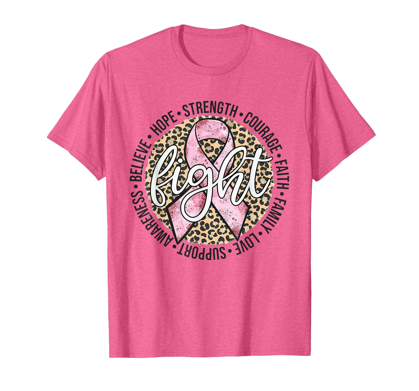 Fight Breast Survivor Breast Cancer Awarenes Leopard Womens T-Shirt