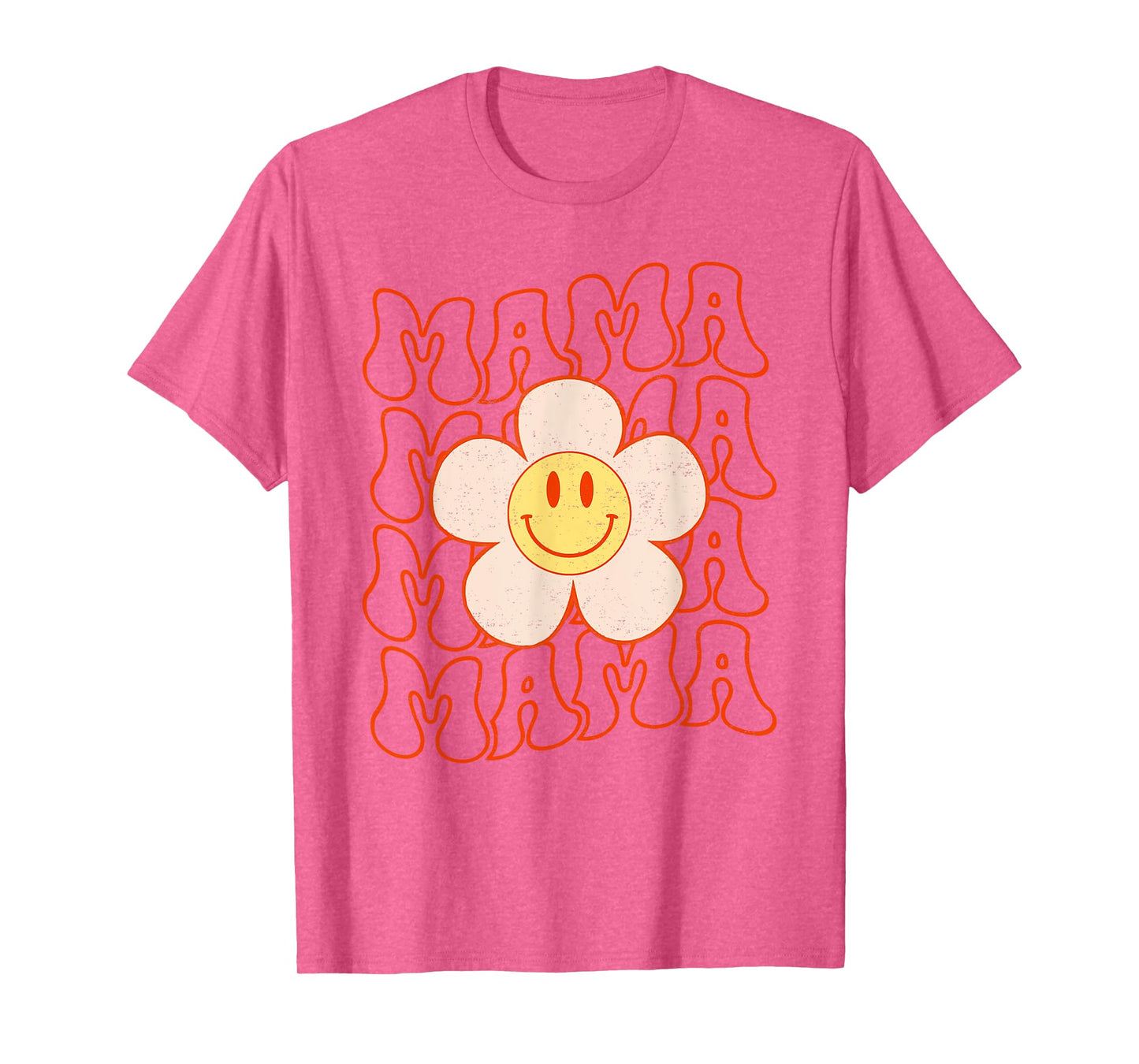 Retro Happy Face Mama Groovy Daisy Flower Mom Mothers Day T-Shirt