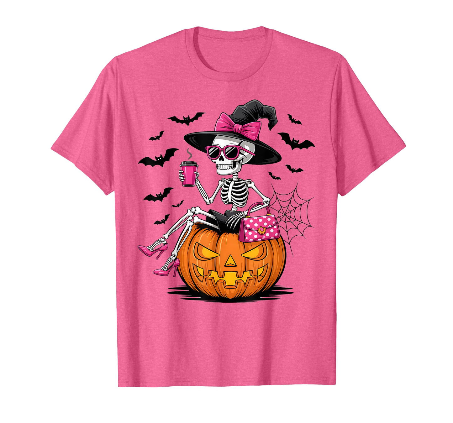 Cute Skeleton Drinking Coffee Lover Halloween Costumes Women T-Shirt
