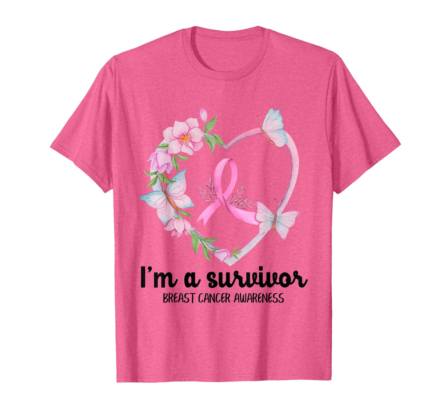 I'm A Survivor Breast Cancer Awareness Pink Ribbon Heart T-Shirt