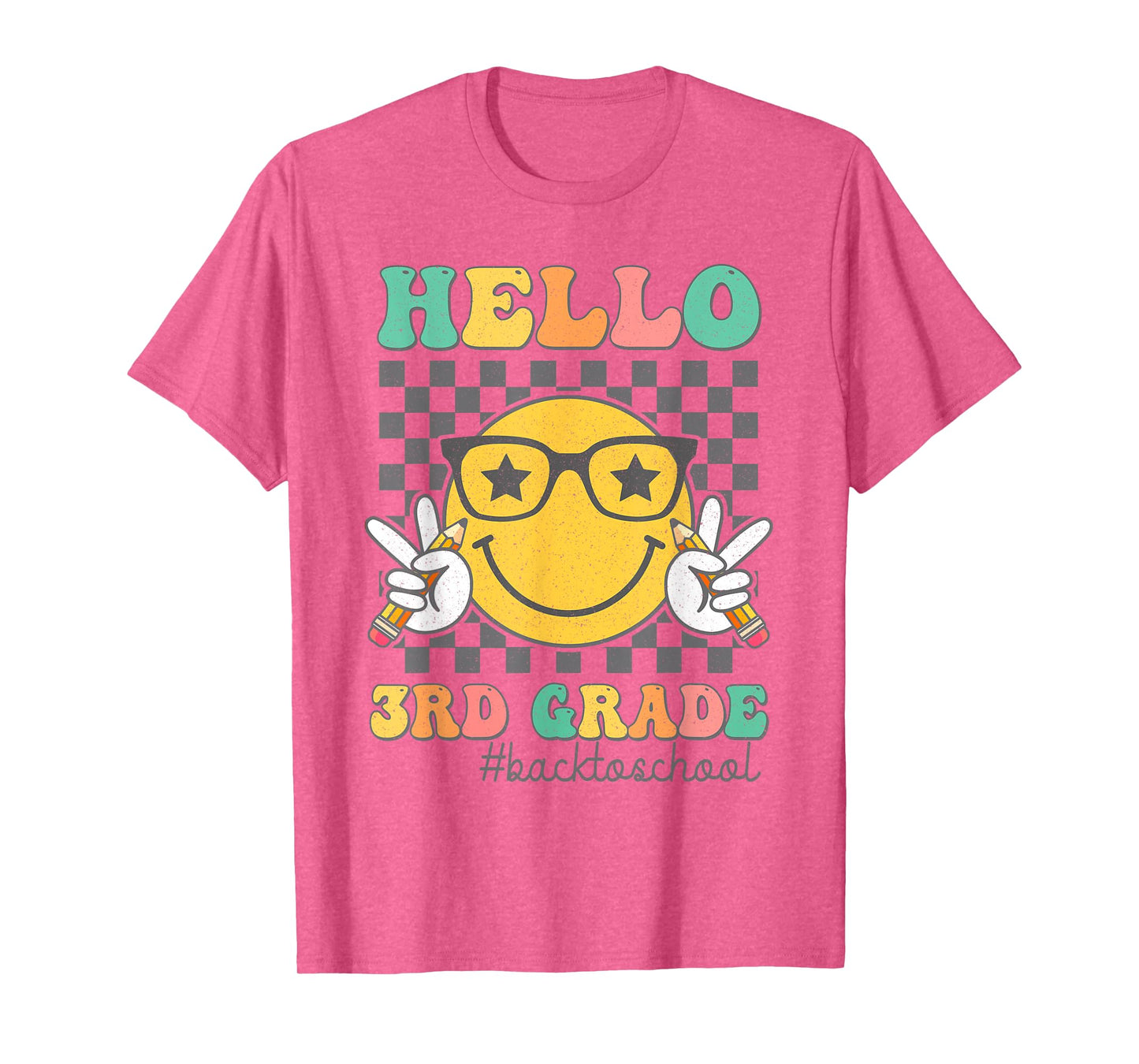 Hello 3rd Grade Smile Face First Day Of School Third Grade T-Shirt