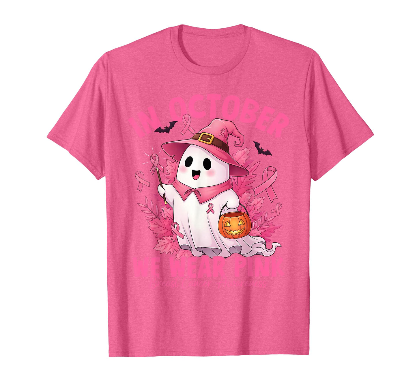 In October We Wear Pink Breast Cancer Halloween Boo T-Shirt