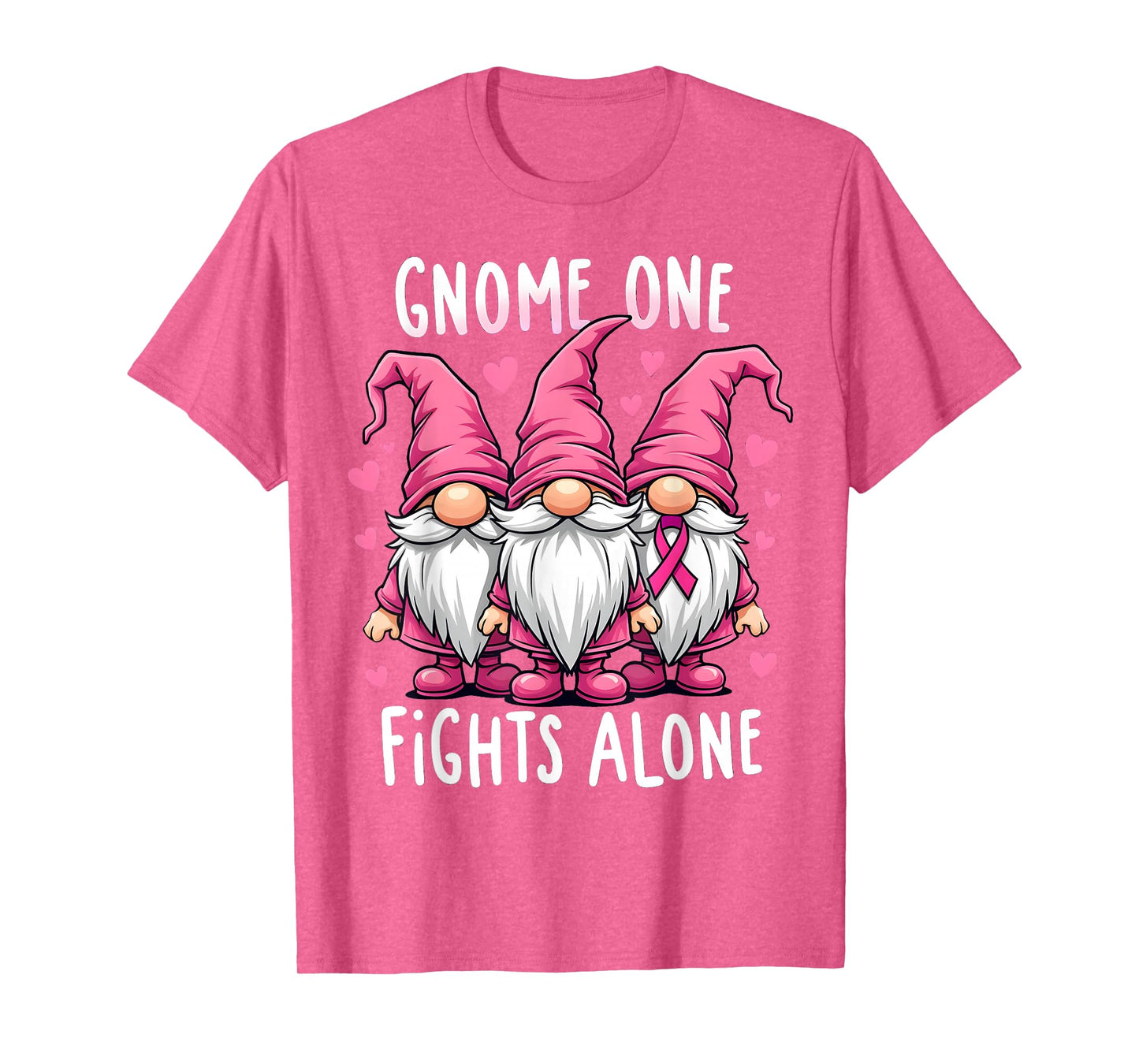Gnome One Fights Alone Breast Cancer Awareness Pink Women T-Shirt