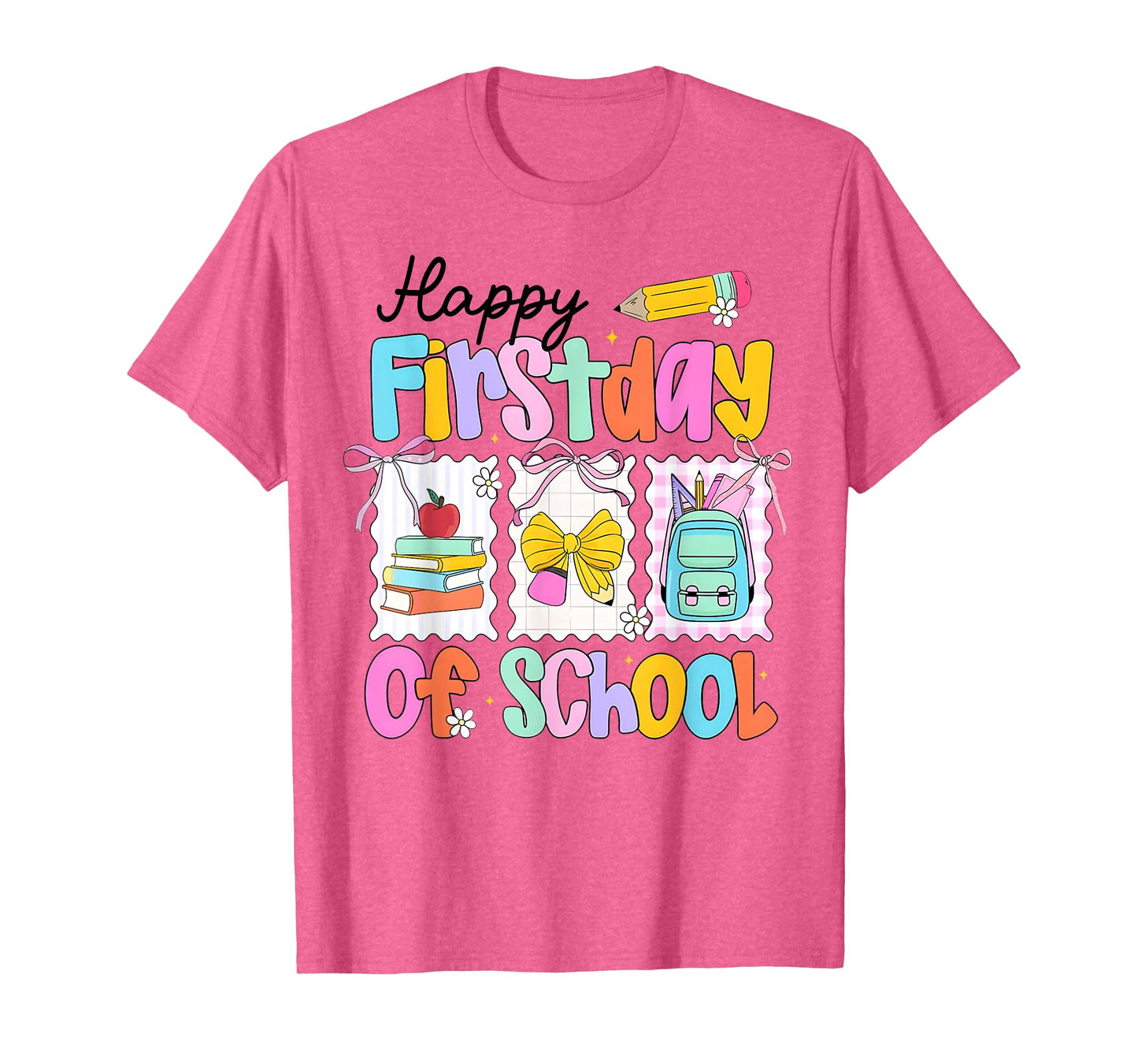 Happy First Day Of School Coquette Pencil Bow Back To School T-Shirt