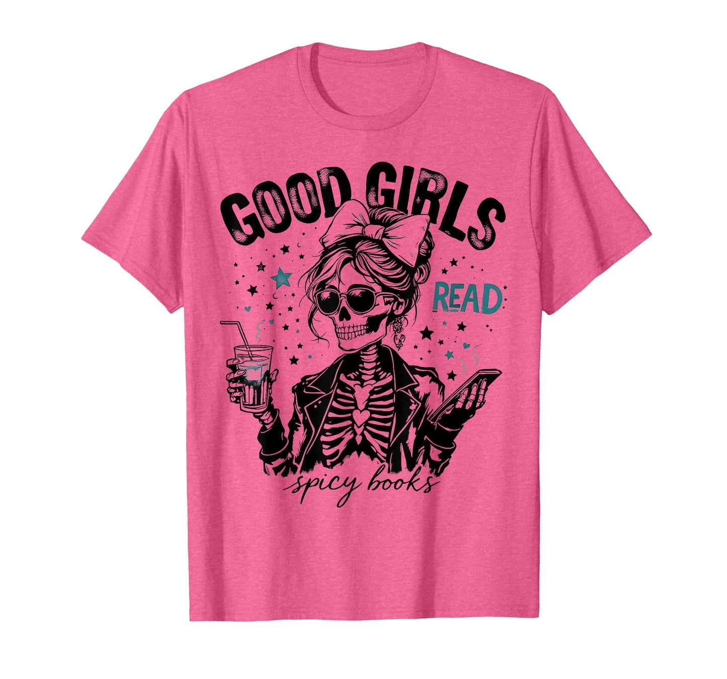 Good Girls Read Spicy Books Gothic Skeleton Funny Halloween T-Shirt