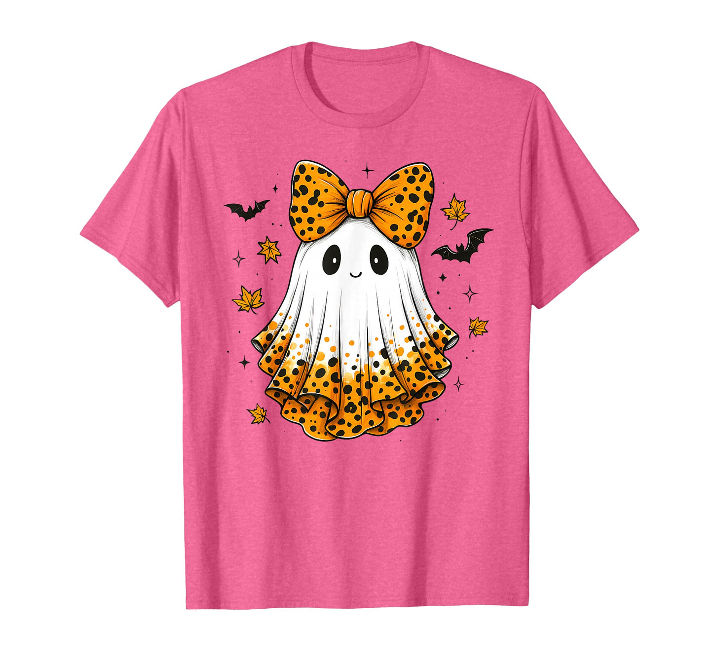 Coquette Preppy Ghost Boo, Leopard Spooky Lace Ghost T-Shirt