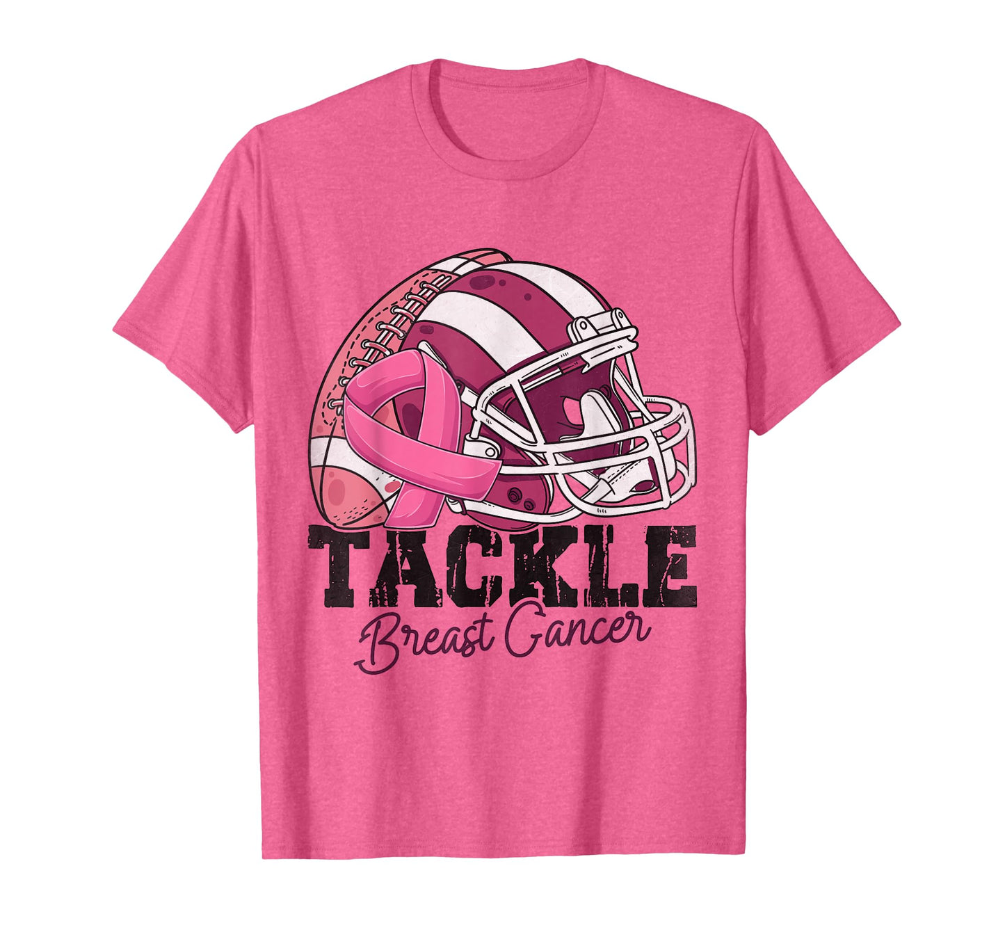 Tackle Football Pink Ribbon Breast Cancer Awareness Women T-Shirt