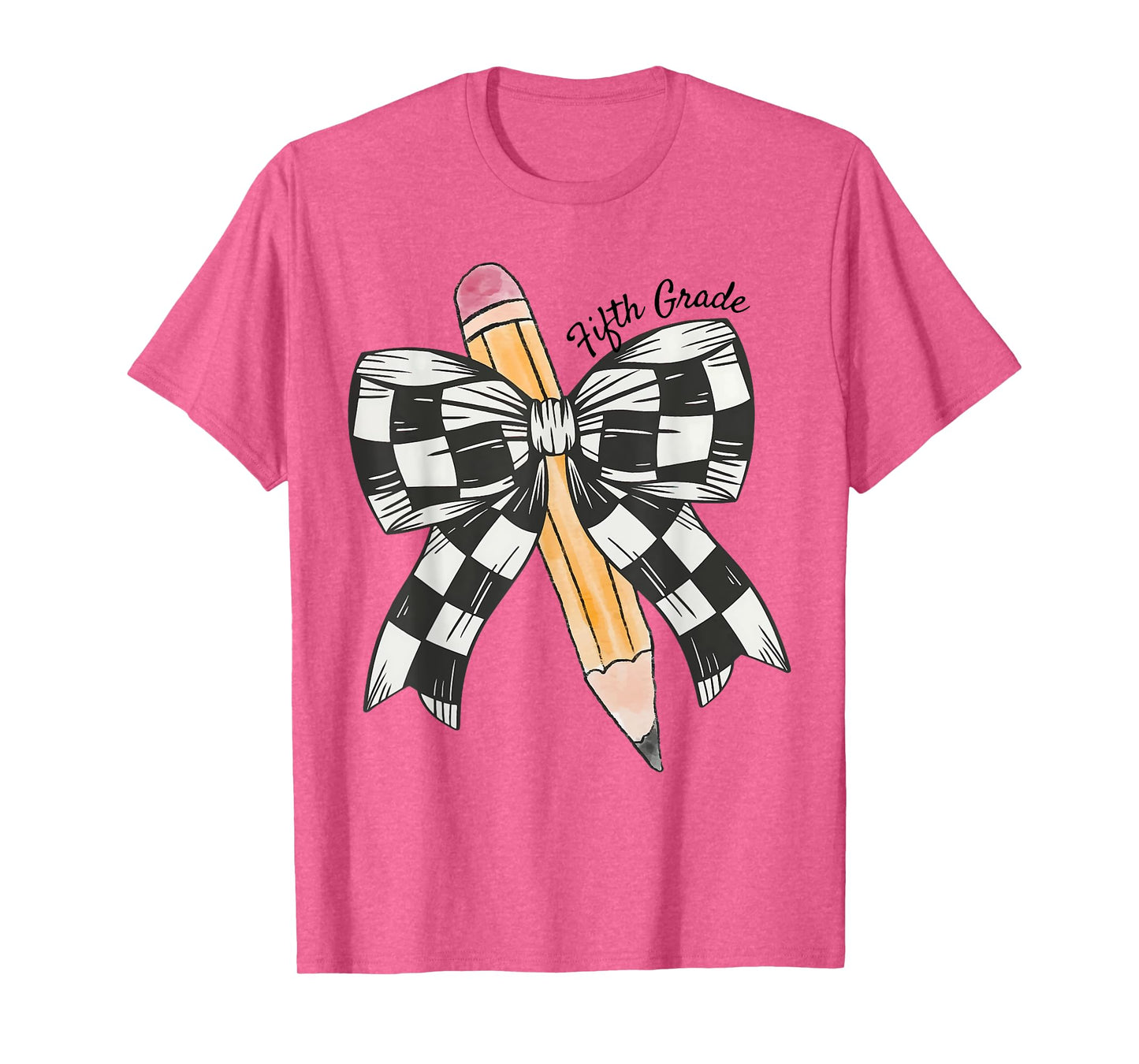 Coquette Pencil Bow Fifth Grade Teacher Kids Back To School T-Shirt