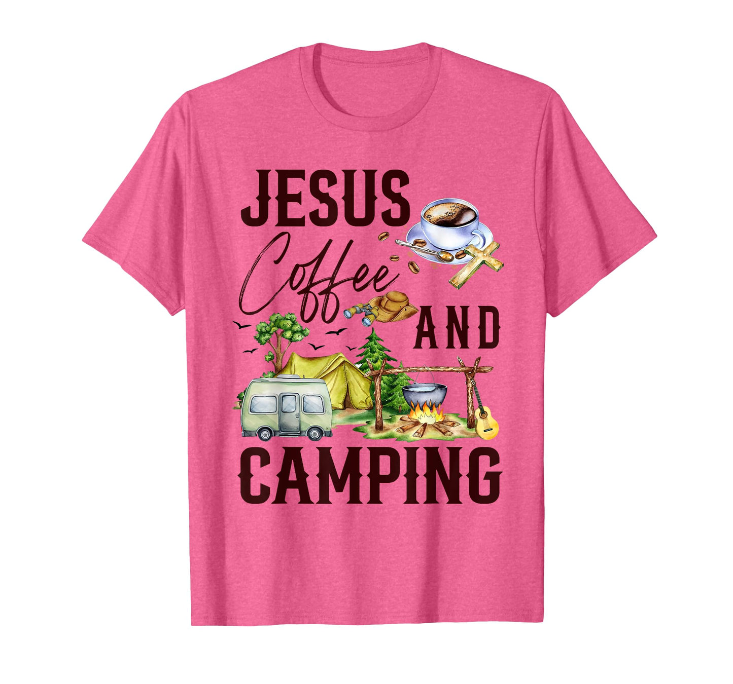Jesus Coffee And Camping For Camper Camping Christian T-Shirt