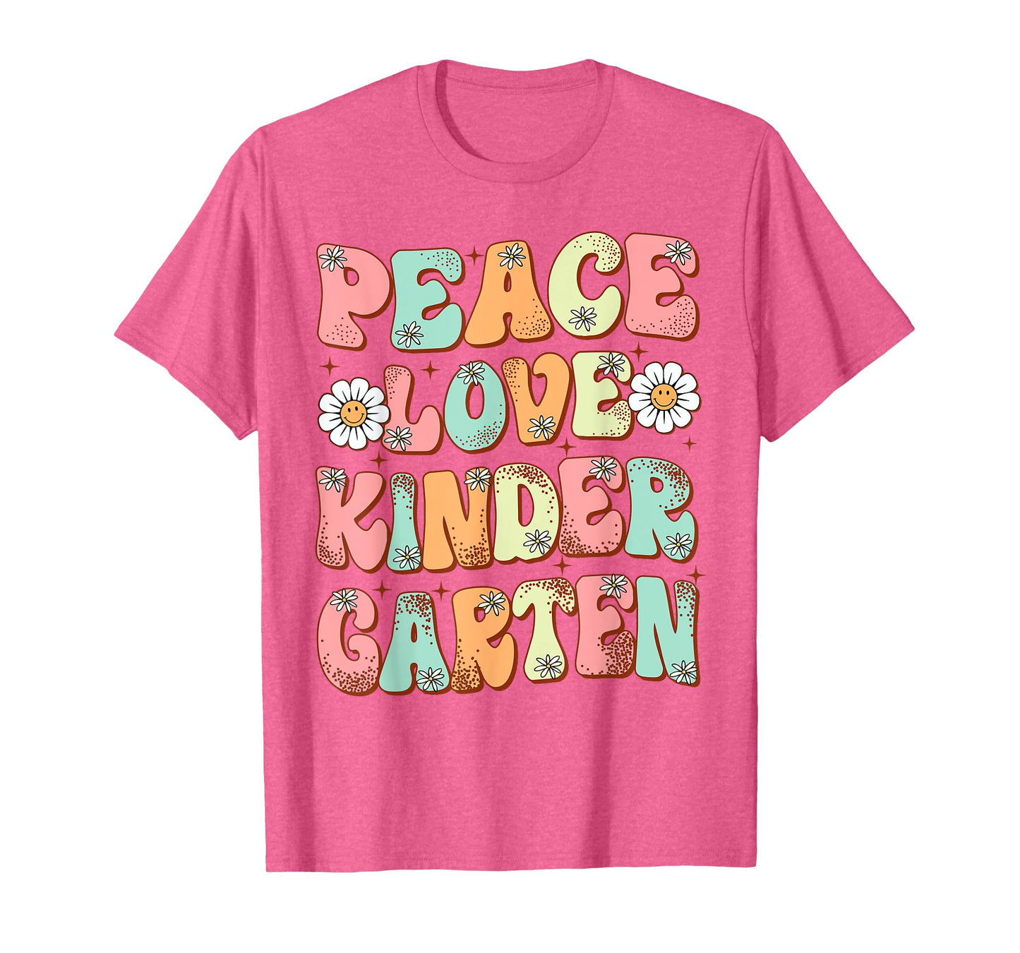 Peace Love Kindergarten Groovy First Day of Kindergarten T-Shirt