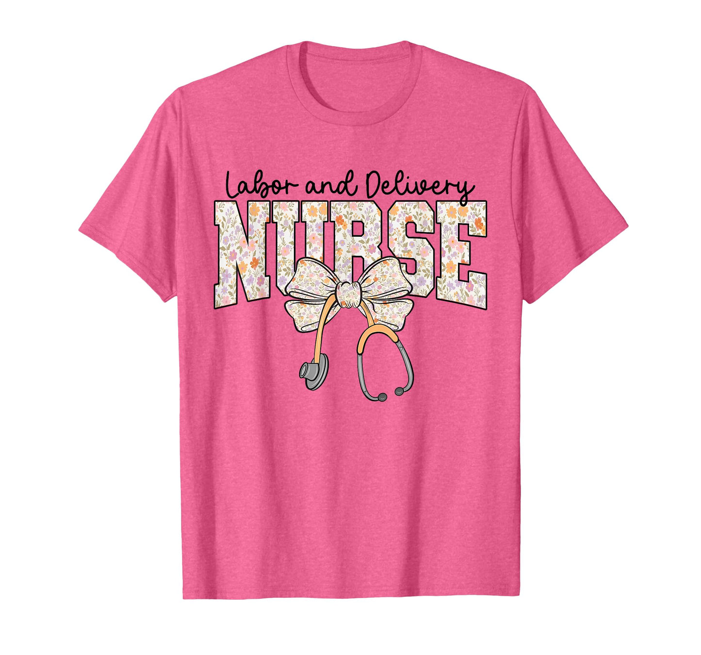 Labor and Delivery Nurse Stethoscope Coquette Bow Graduation T-Shirt