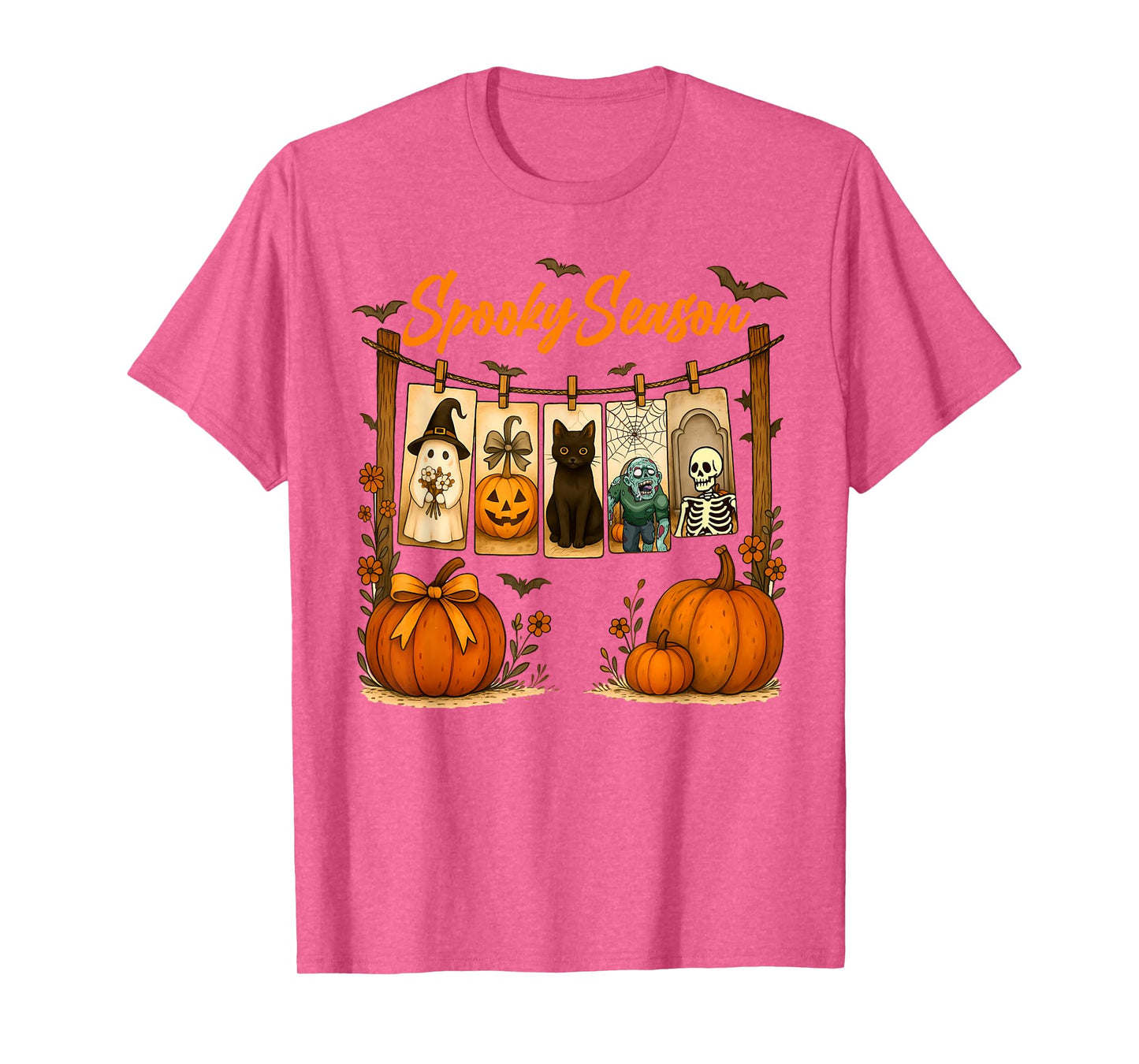 Halloween Vibes Spooky Season Boo Ghost Black Cat Skeleton T-Shirt