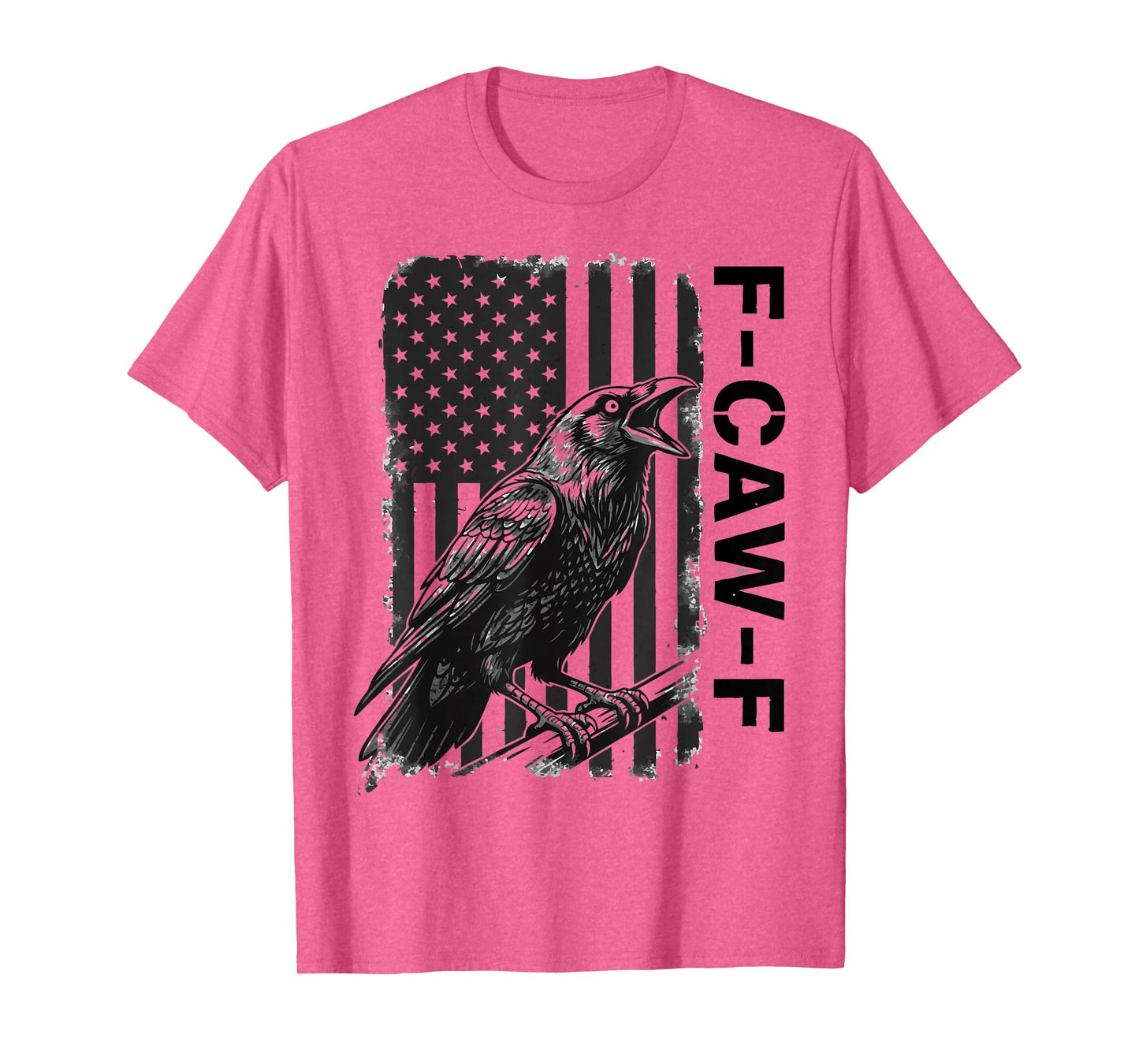 Distressed Raven FCAWF USA Flag Vintage F-CAW-F Crow T-Shirt