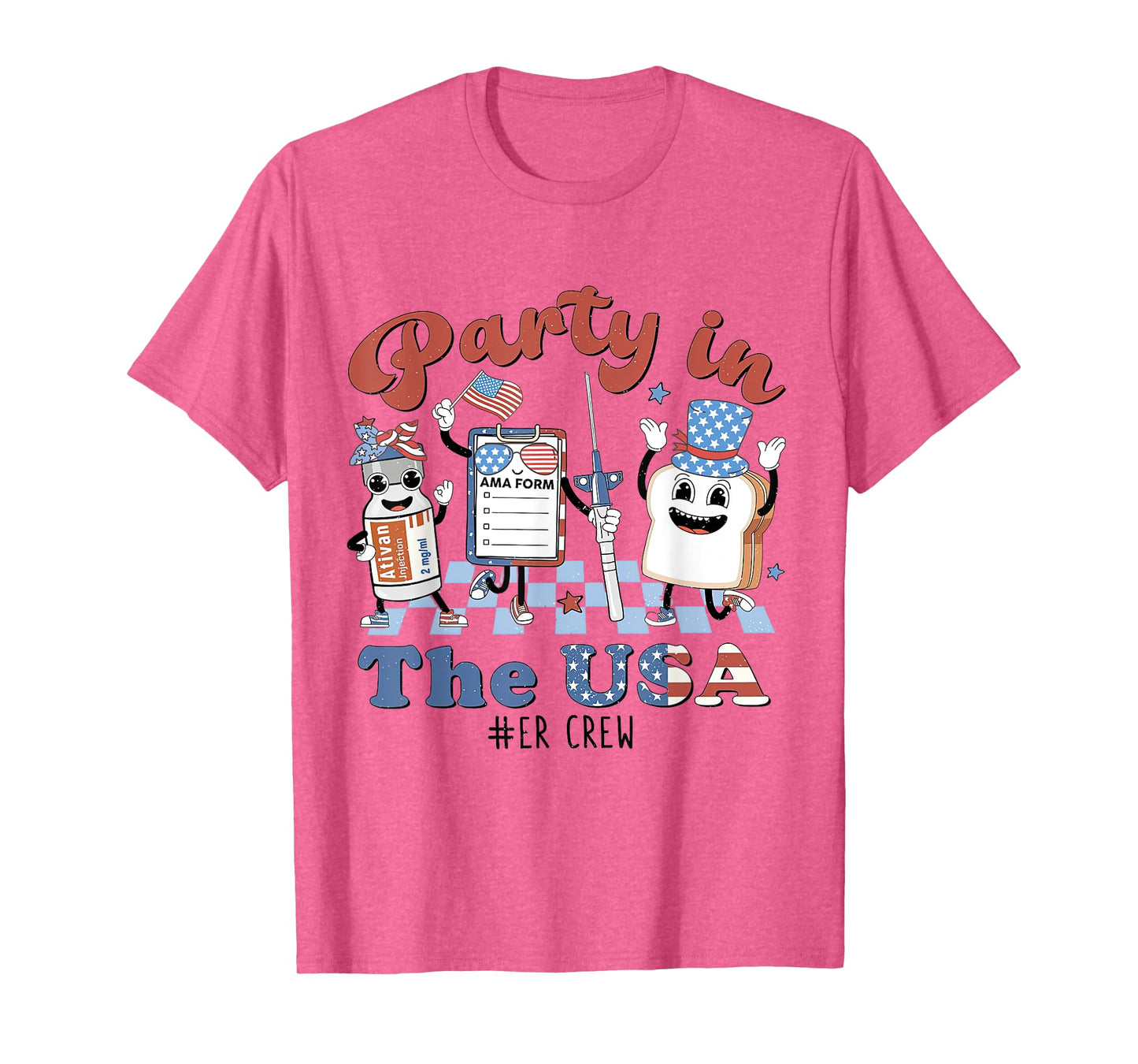 Party In The USA, ER Nurse 4th July, American Flag Patriotic T-Shirt