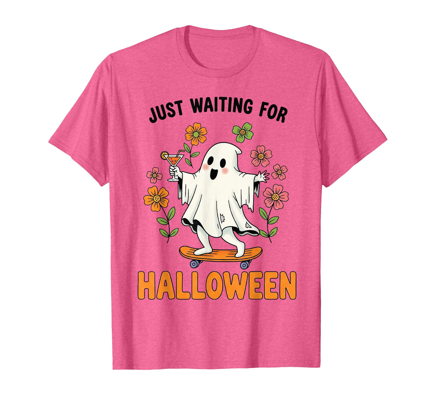 Skeleton Spooky Vibe Summer Funny just Waiting for Halloween T-Shirt