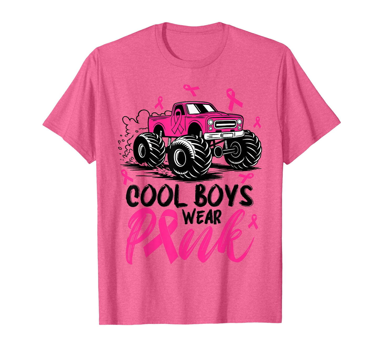 Monster Truck Cool Boys Wear Pink Breast Cancer Awareness T-Shirt