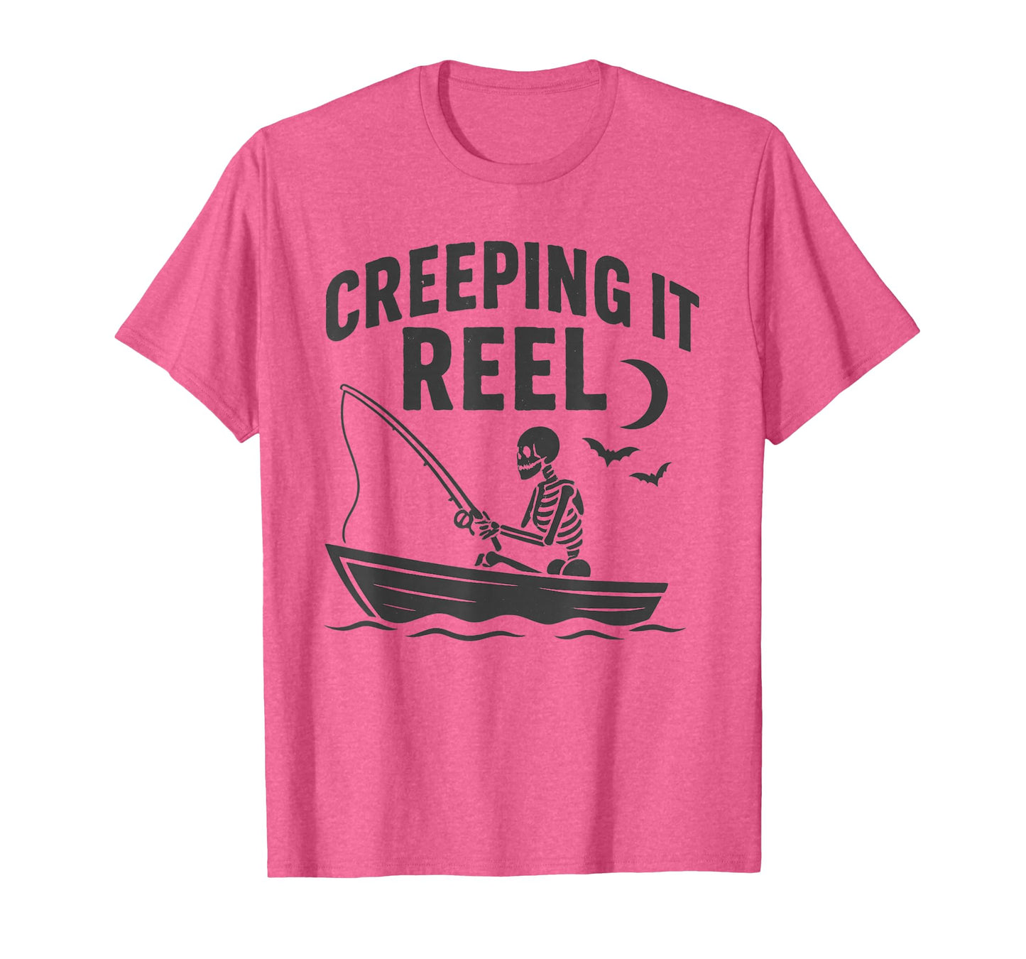 Creeping It Reel Halloween and Fishing Skeleton T-Shirt