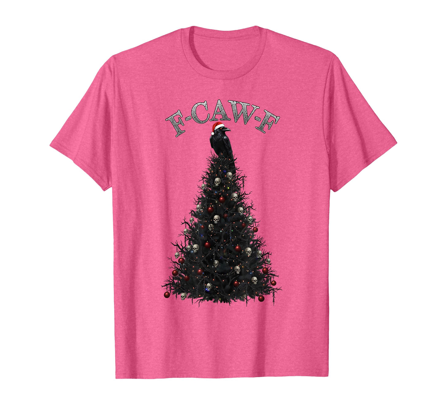 Spooky Gothic Christmas Tree Skulls Raven Santa Hat F-CAW-F T-Shirt