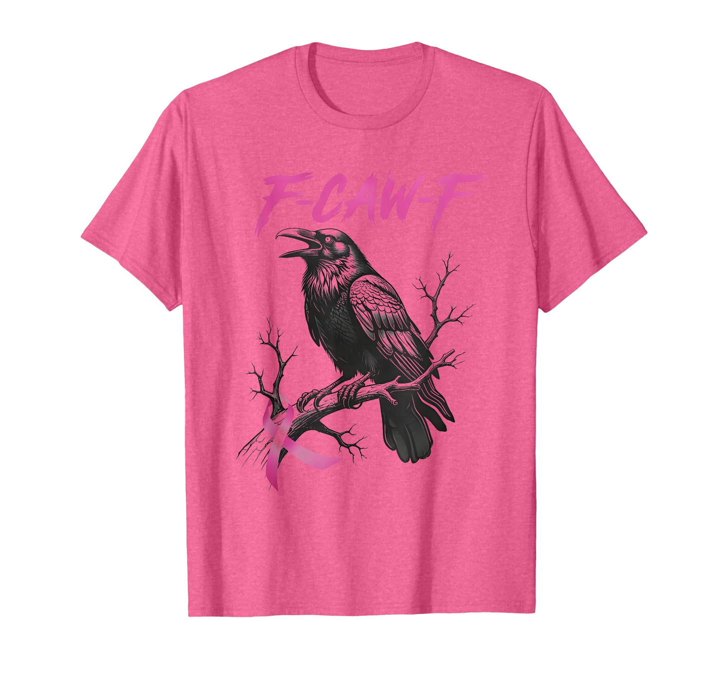 F Caw F Breast Cancer Awareness Funny Halloween Raven T-Shirt